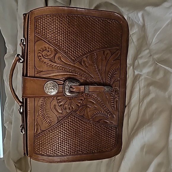 Tooled Leather Briefcase - Picture 1 of 7